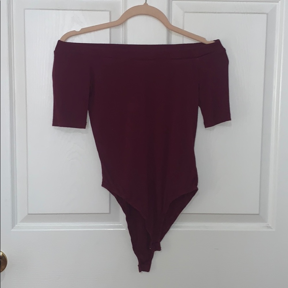 Ribbed off the shoulder body suit
